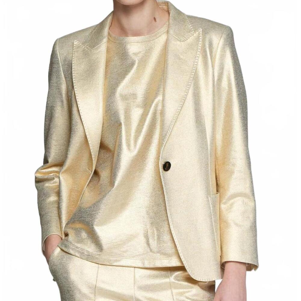 NEW VILAGALLO hillary stretch blazer in gold